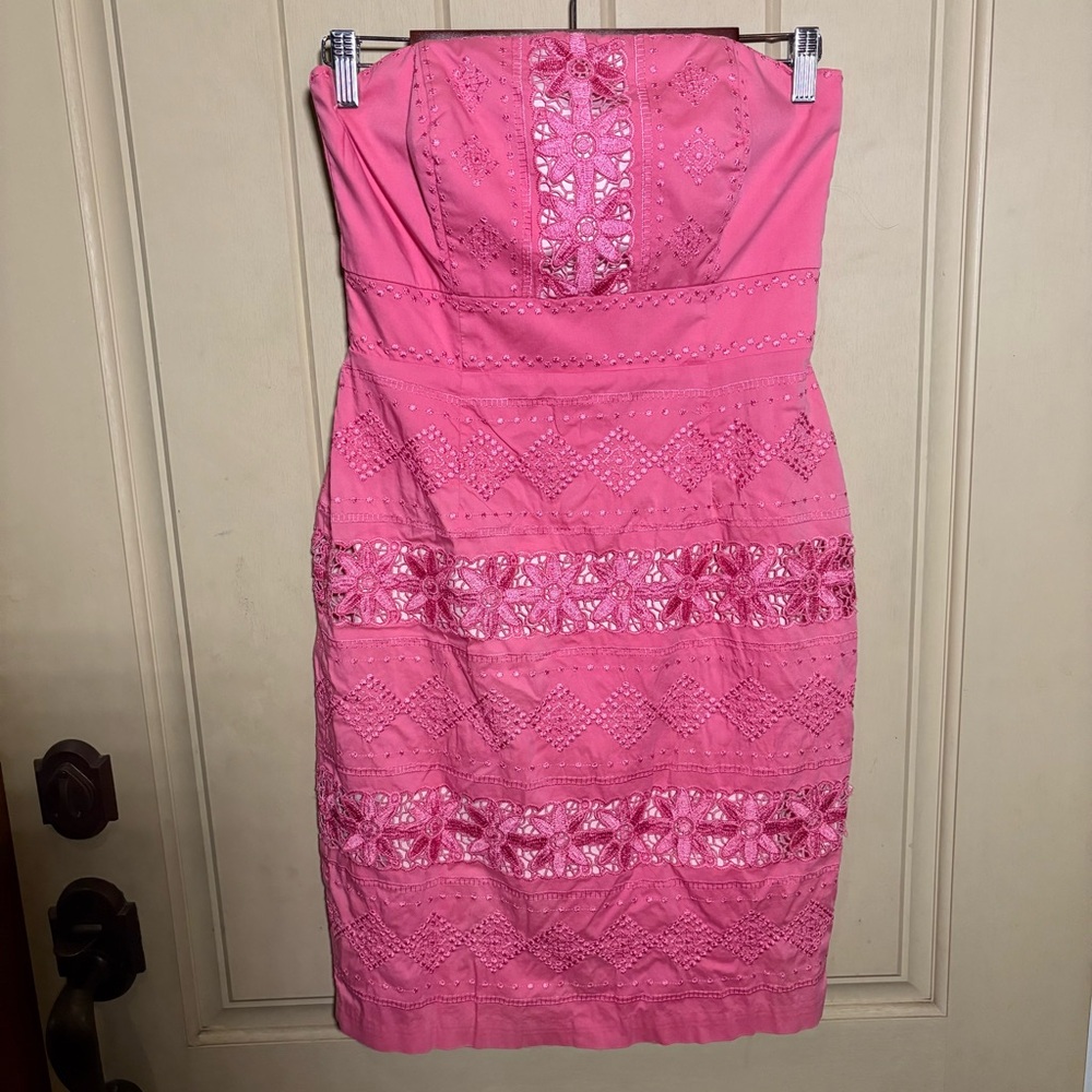 White House Black Market Pink Strapless Dress